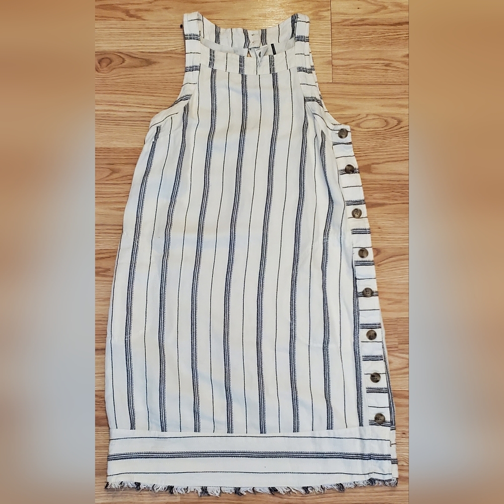 NWOT Anthropologie Striped Linen Dress in White and Navy Size 0 - Picture 3 of 10